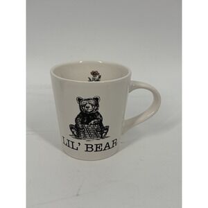 Williams Sonoma Lil Bear Childrens Mug Cup White Black Teddy Bear Flower 2021